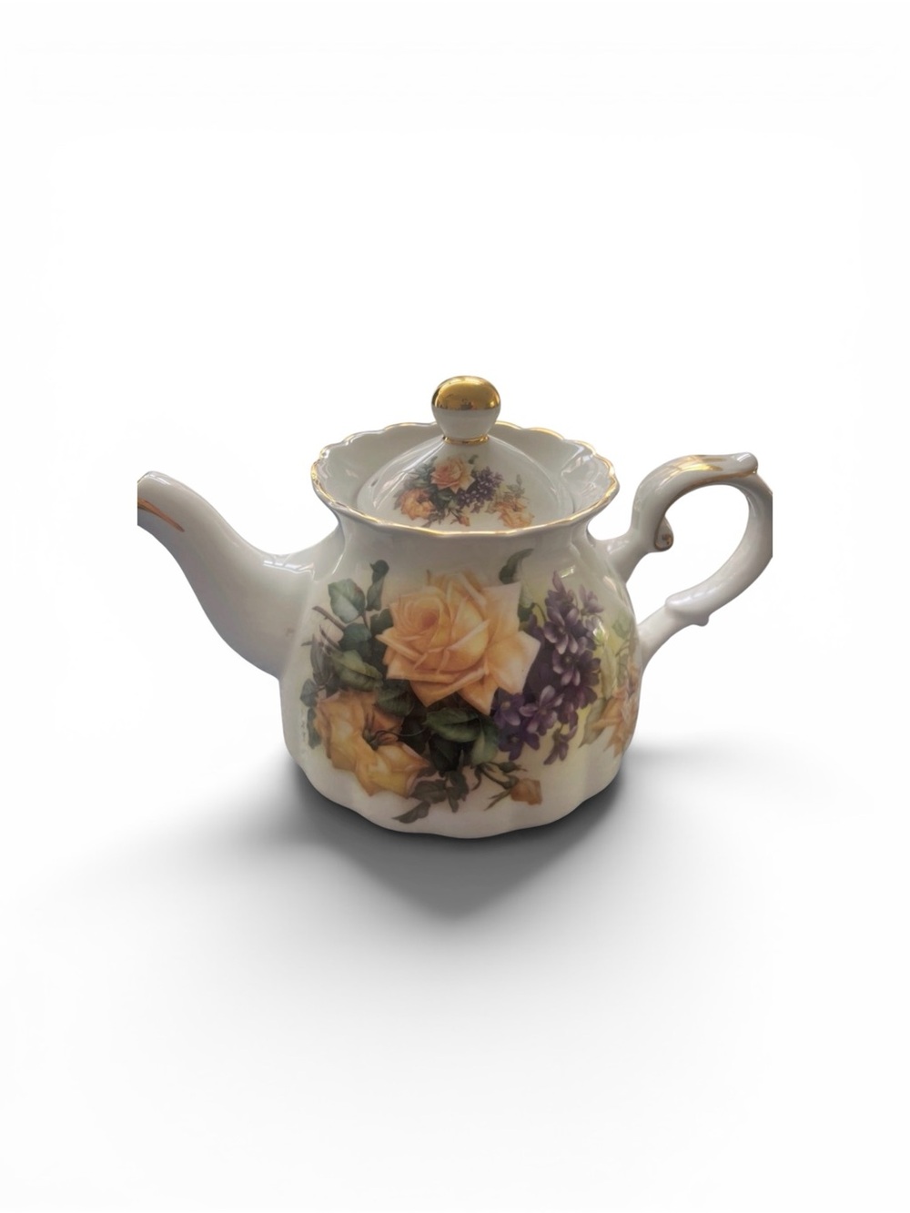 Crown Dorset Teapot  Staffordshire China Scalloped Gold Trim made in England